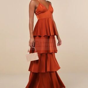 Lulus rust ruffle dress